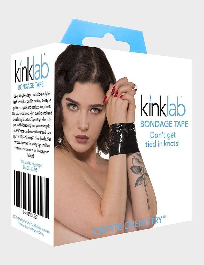 The box packaging for the black Kinklab Bondage Tape is displayed against a blank background.