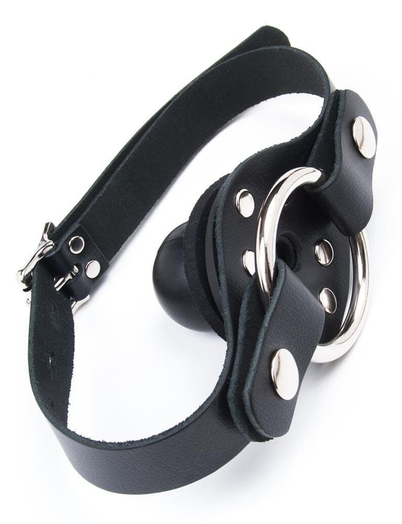 BDSM Leather Locking Ball Gag W/ Dildo Ring Black - Etsy