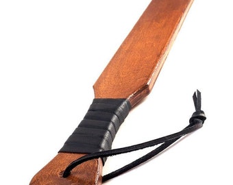 BSDM - Leather Wrapped Narrow Wood Spanking Paddle