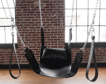 Bondage - Leather Sling/Swing with Stirrups and Pillow