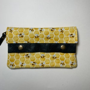Cartera de abeja; Cartera con cremallera de abeja; Cartera de abejas de panal; Cartera de tarjeta de crédito; Cartera minimalista; Cartera delgada; Cartera de mano