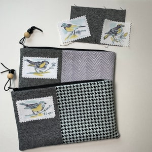 Regalo para los amantes de los pájaros; Cartera con sello de pájaro; Bolsa con cremallera para pájaros; Cartera con cremallera de pájaro; Bolsa de sellos de pájaros; Cartera de sello de tela;