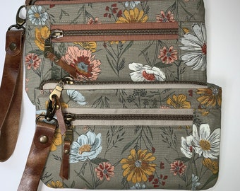 Floral Wristlets; Zipper Clutch; Flower Zipper Pouch; Ladies Zipper Wristlet; Womens Zipper Pouch; Phone Zipper Wallet; Stadium Bag