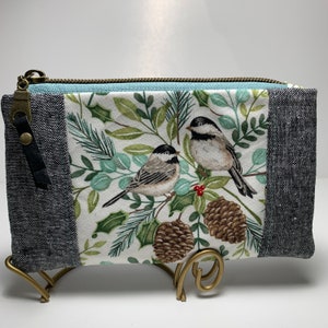 Cartera con cremallera Chickadee; Bolsa de carbonero; Cartera con cremallera de pájaro; Bolsa con cremallera para pájaros; Cartera Nido de Pájaro; Bolsa para pájaros; Cartera de pájaro de Maine