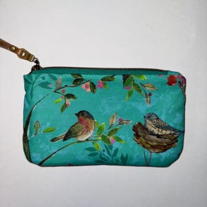 Cartera con cremallera de pájaro; Estuche con cremallera de pájaro; Cartera con nido de pájaro; Estuche para pájaros; Cartera de tela con cremallera;