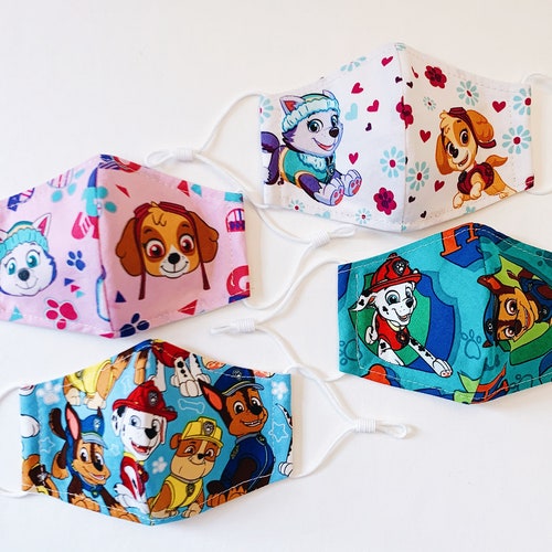 Paw Patrol Face Mask Filter Pocket Nose Wire Adjustable Ear Etsy