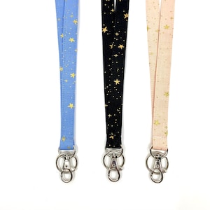 Rifle Paper Stars Badge lanyard/Breakaway Lanyard/Fabric badge lanyard/Nurse Teacher Lanyard/Lanyard for key/Neck Lanyard/Free ID Holder