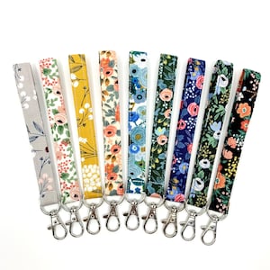 Floral Keychain/Phone Strap/Keychain Wristlet/Key Fob /Wallet Strap//Fabric keychain/Rifle Paper Co Keychain/Made in USA