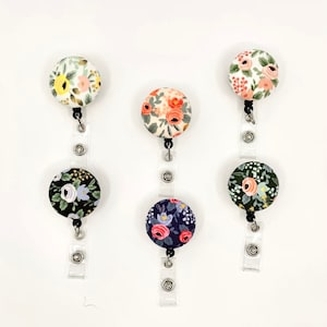 Flower Badge Reel/Floral Badge Reel/Wipeable Badge Reel/Rifle Paper co Badge Reel/ID Badge Reel/Interchangeable/Free ID Case/Made in USA