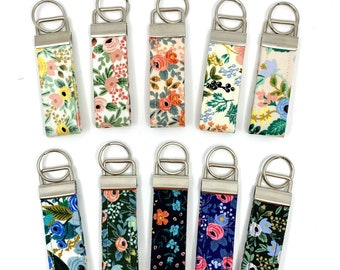 Floral Keychain/Key Fob Keychain/Mini Keychain/Fabric Keychain/ Key Ring/Rifle Paper Co Keychain/Made in USA