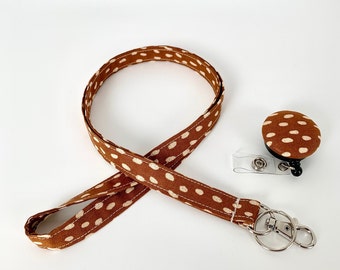 Sunset Dot lanyard with Badge Reel/Breakaway Lanyard/Fabric Lanyard/Badge Lanyard/Nurse Teacher Lanyard/Name Tag Lanyard/Free ID Holder