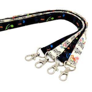 Music Notes Lanyard/Teachers Lanyard/Breakaway Lanyard/Fabric Lanyard/Fabric Key Strap/Name Tag Lanyard/Neck lanyard/Hand Made in USA
