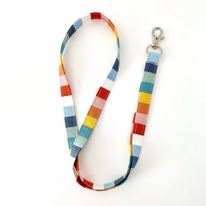 Rainbow Lanyard/Breakaway Lanyard/Fabric Lanyard/Teacher lanyard/Fabric Key Strap/ Name Tag Lanyard/Neck lanyard/Free ID Holder Rainbow