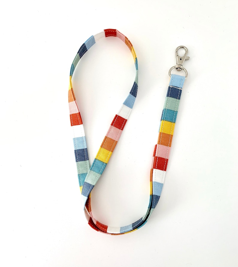 Rainbow Lanyard/Breakaway Lanyard/Fabric Lanyard/Teacher lanyard/Fabric Key Strap/ Name Tag Lanyard/Neck lanyard/Free ID Holder Rainbow