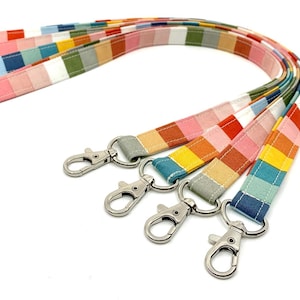 Rainbow Lanyard/Breakaway Lanyard/Fabric Lanyard/Teacher lanyard/Fabric Key Strap/ Name Tag Lanyard/Neck lanyard/Free ID Holder Bild 1