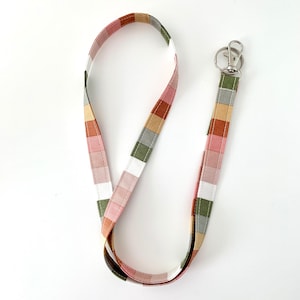 Rainbow Lanyard/Breakaway Lanyard/Fabric Lanyard/Teacher lanyard/Fabric Key Strap/ Name Tag Lanyard/Neck lanyard/Free ID Holder Muted Rainbow