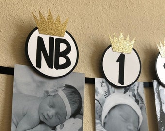 Wild One Photo Banner... Monthly Banner... First Birthday... Baby Boy... Crown... One Wild Year