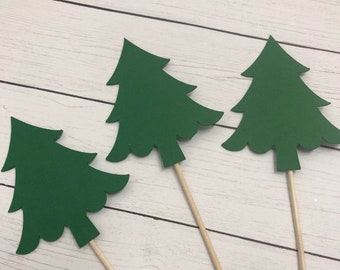 Tree Cupcake Toppers... Young Wild & Three... Black... Baby Boy... Lumberjack... Wild One