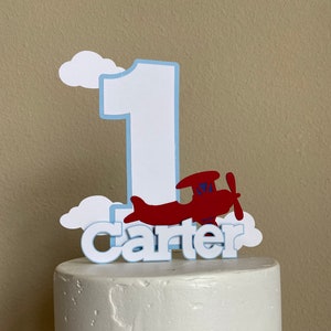 Airplane Cake Topper... Time Flies party... First Birthday... One... Personalized... Centerpieces... Baby Boy