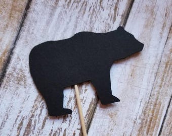 Bear Cupcake Toppers... Young Wild & Three... Black... Baby Boy... Lumberjack... Wild One