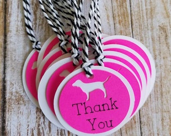 PINK Inspired Thank You Tags... Victoria Secret... Sweet 16... Happy Birthday... Sweet 18... Teenager