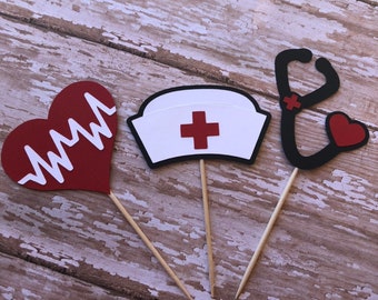 Nurse Cupcake Toppers... RN School... Nursing School Grad... Graduation... Party... LPN...