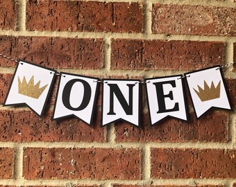 ONE High Chair Banner... First Birthday... Baby Boy...Baby Girl... Party Ideas... Party Decor...