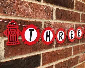 Firefighter High Chair Banner... Fireman... Sound the Alarm... Baby Boy... First Birthday