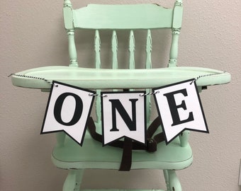 ONE High Chair Banner... First Birthday... Baby Boy...Baby Girl... Party Ideas... Party Decor...