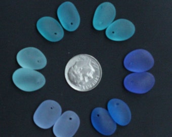 sea beach glass 6 pairs blue light blue cobalt purple-blue jewelry use