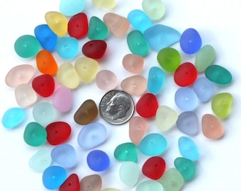 20 pièces Perles en verre de mer percées au centre, Accessoires pour fabrication de bijoux