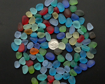 beach sea glass lot bulk wholesale mixed color red green blue yellow orange 12-16mm pieces