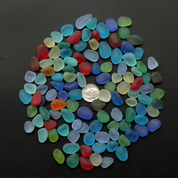 beach sea glass lot bulk wholesale mixed color red green blue yellow orange 12-16mm pieces