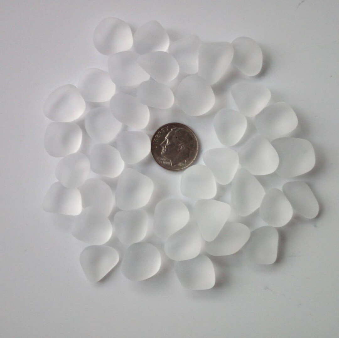 Ice Blue & White Mixed Sea Beach Glass - 20 Piece Lot For Jewelry Making