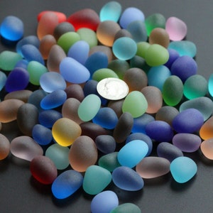 Vidrio de playa de mar, 10 Uds., cuentas redondas de guijarros, verde, azul, rojo, naranja, lotes de uso de joyería