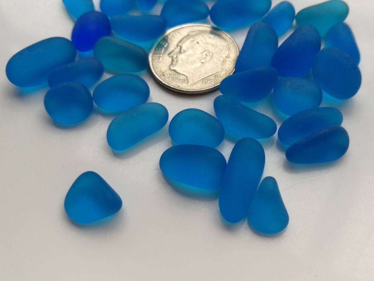 Mixed Sea Beach Glass Small 50 Piece Lot - Blue Green Red Colors, 8-12mm For Jewelry Making & Crafts