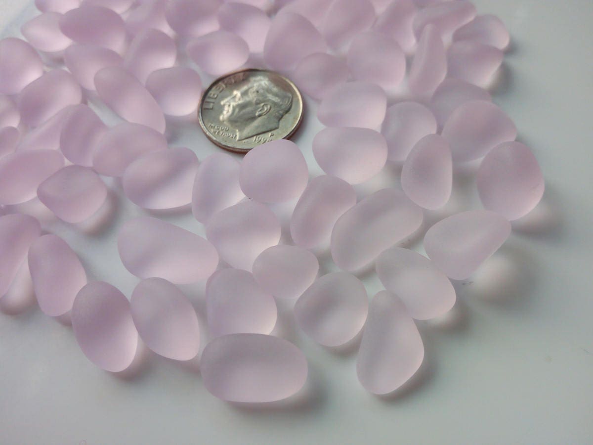 Sea Glass Bulk Lot - 50 Pieces Mixed Colors (Red, Yellow, Pink, White) 12-18mm For Jewelry Making & Crafts