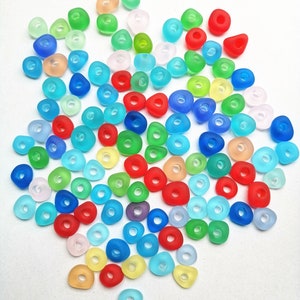 10 pcs 5 mm big holes center drilled beach glass sea glass beads wholesale for jewelry making