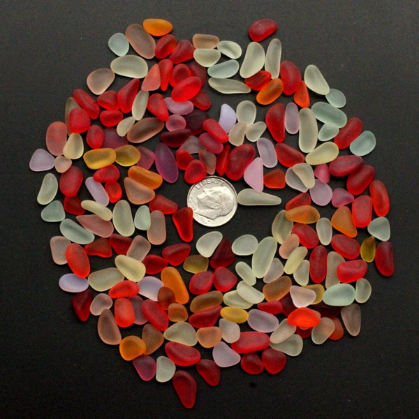 beach sea glass lot bulk wholesale mixed color red pink yellow orange white small pieces