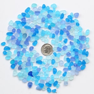 30 super tiny pcs center drilled beach sea glass lot bulk wholesale blue light-blue cobalt purple-blue aqua jewelry use