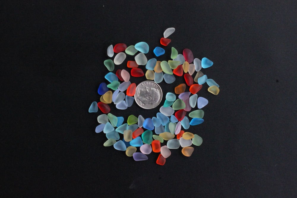 tiny small  5-10mm beach sea glass lot bulk wholesale mixed color red green blue yellow orange