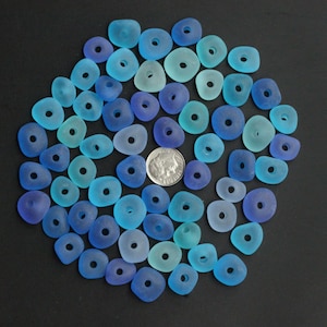 10 pezzi 3 mm foro centrale grande forato vetro da spiaggia mare lotto all&#39;ingrosso blu cobalto viola-blu azzurro acquamarina gioielli uso
