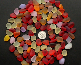 beach sea glass lot bulk wholesale mixed color red pink orange yellow 12-16mm pieces