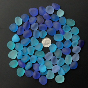 beach sea glass lot bulk wholesale mixed color blue cobalt purple-blue light-blue 15-20mm pieces