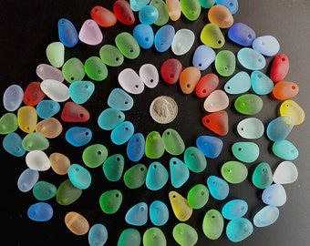 2 mm big hole top drilled sea beach glass 10 pcs lot pendant jewelry use