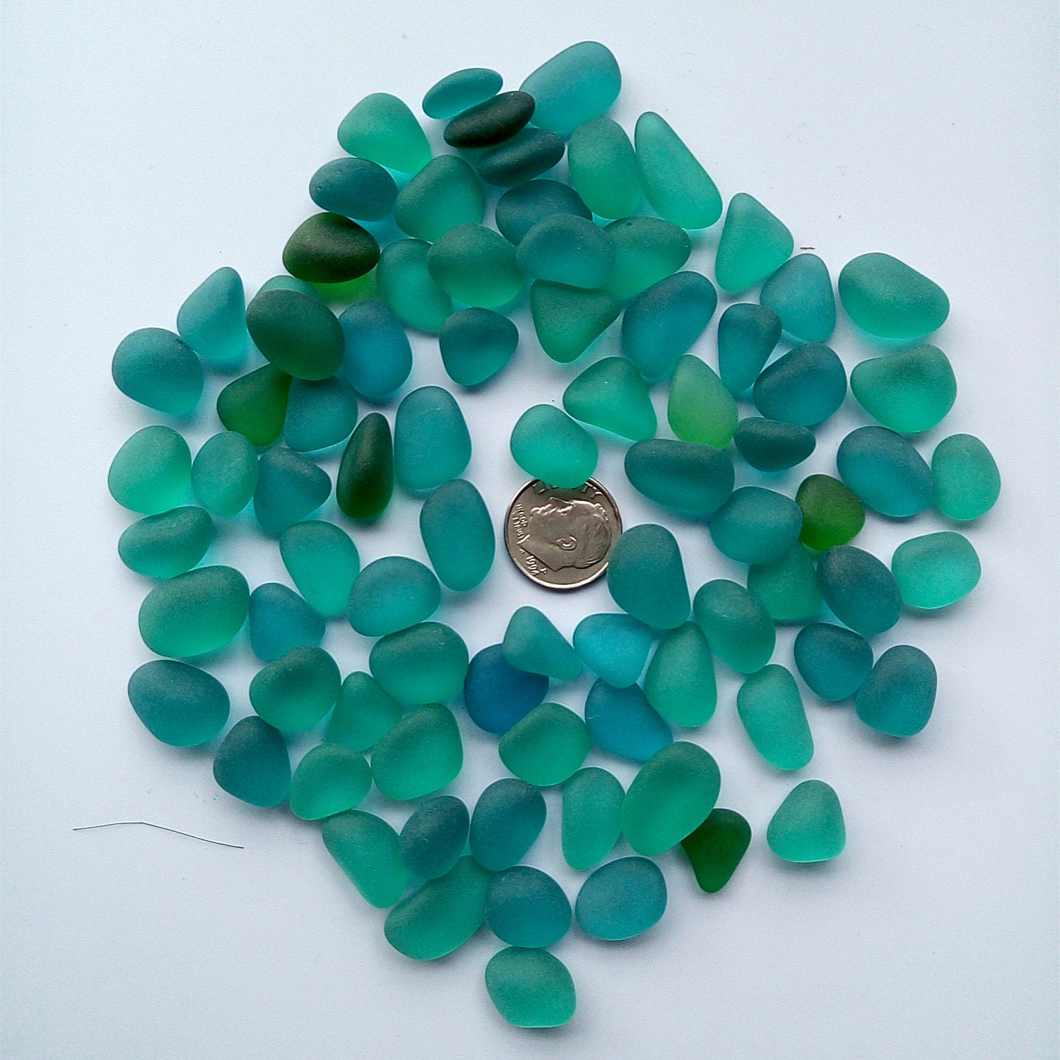 Large White and Blue Sea Glass Mix 20pcs. Real Beach