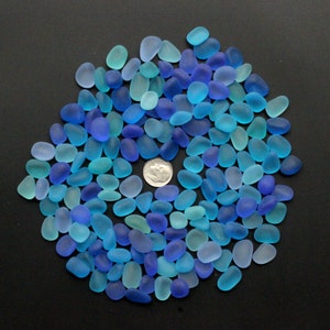 beach sea glass lot bulk wholesale mixed color blue cobalt purple-blue light blue 12-16mm pieces