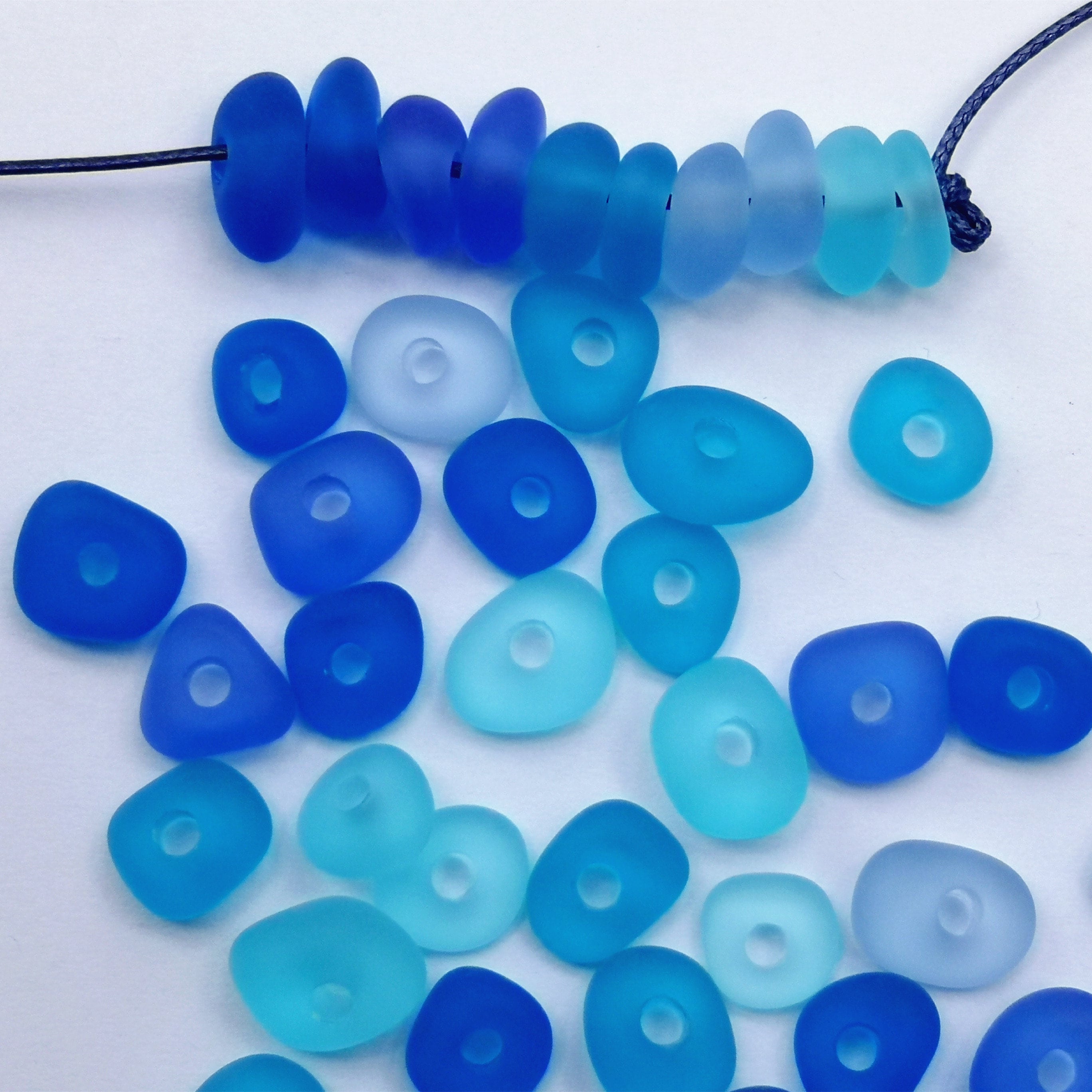 10 Pcs 3 Mm Big Holes Center Drilled Frostedbeach Glass Sea Glass