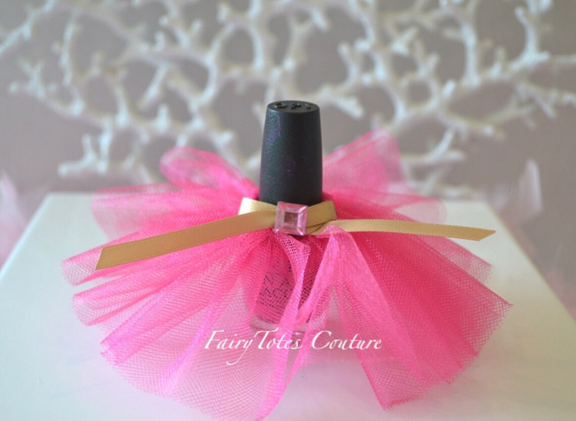 Its a Girl Nail Polish Tutu Favors Pink & Gold Nail Tutu Etsy