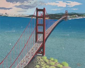 The Bridge to San Francisco,  archival giclee on art rag print, 11" x 14" plus white border,  limited edition of 500, signed by artist